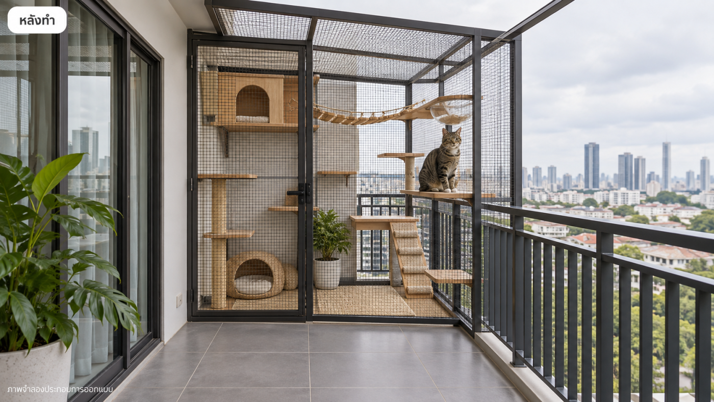 คอนโดพื้นที่จำกัด — มุม CAT WALL ริมหน้าต่าง